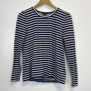 J. Crew Navy and White Striped Open Back Long Sleeve Top